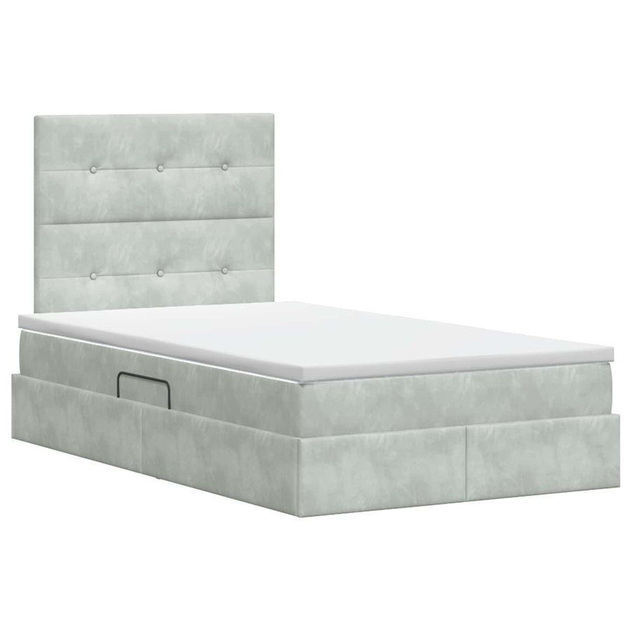 Opslag bed met matras Lichtgrijs 120 x 200 cm Fluweel