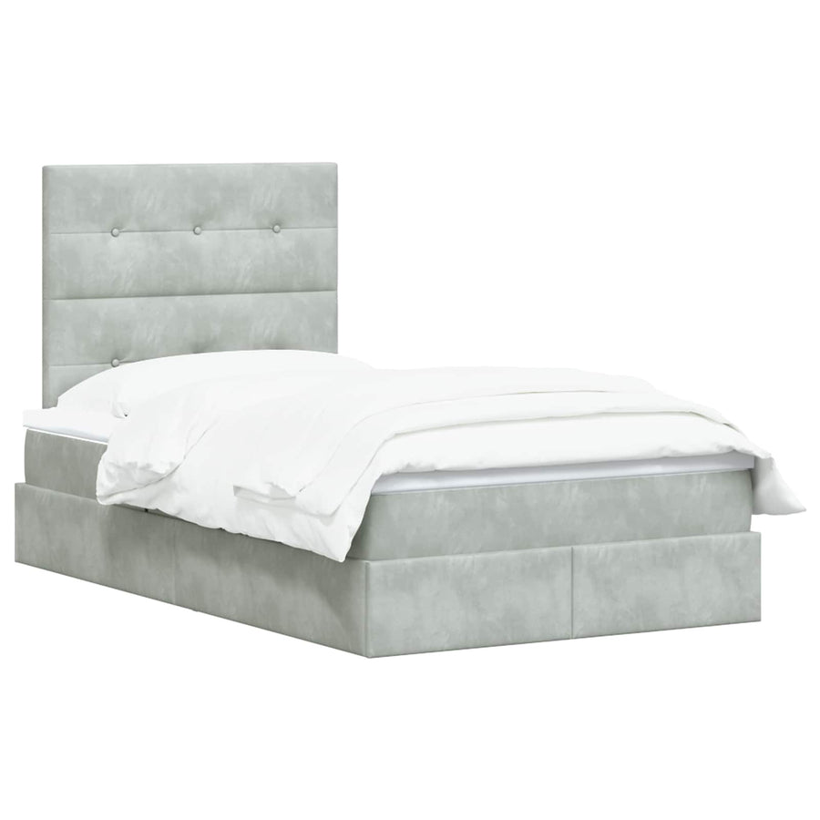 Opslag bed met matras Lichtgrijs 120 x 200 cm Fluweel