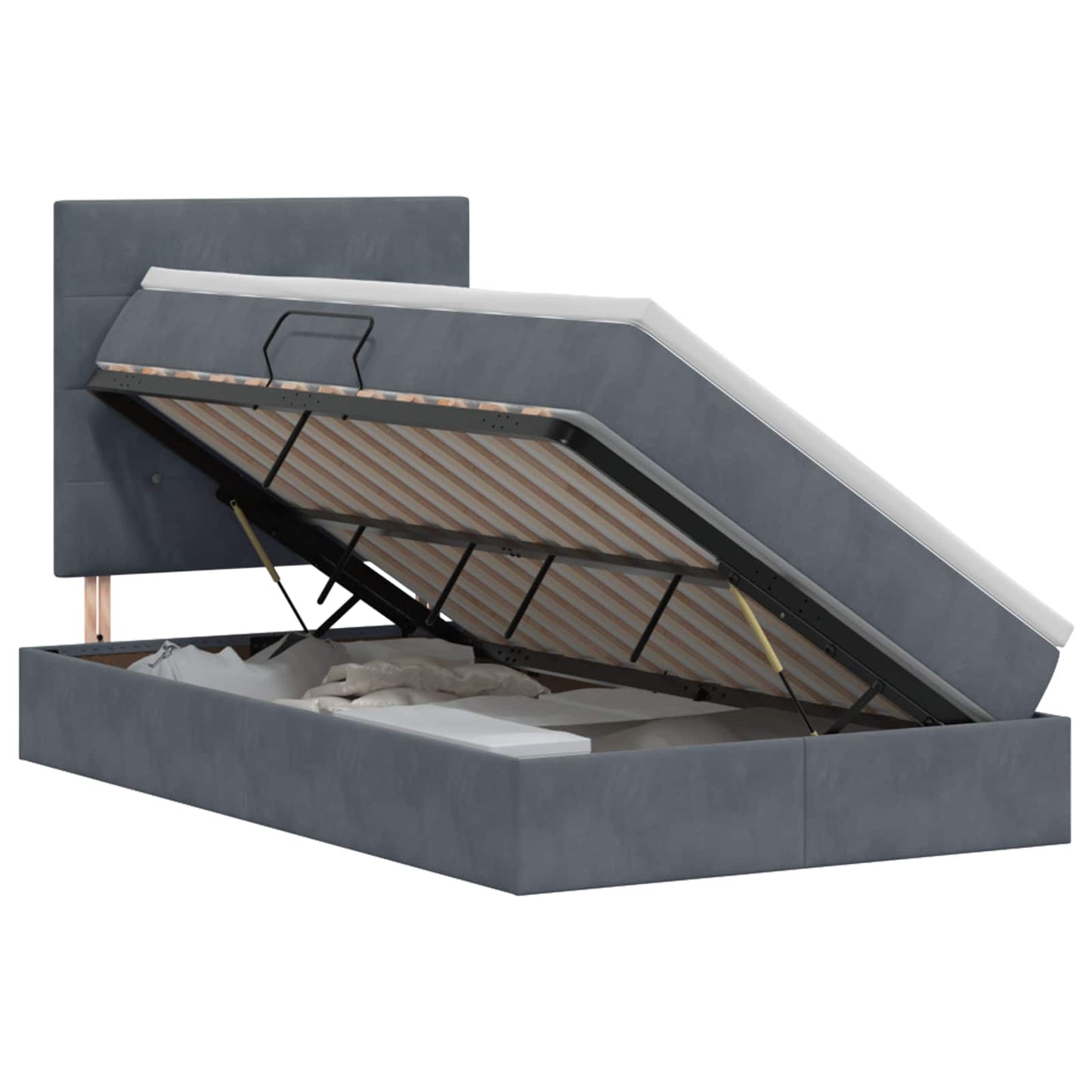 Opslag bed met matras Donkergrijs 120 x 200 cm Fluweel