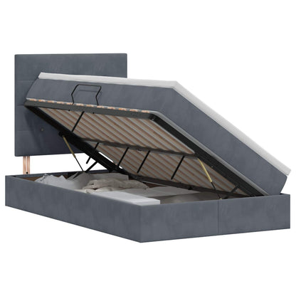 Opslag bed met matras Donkergrijs 120 x 200 cm Fluweel