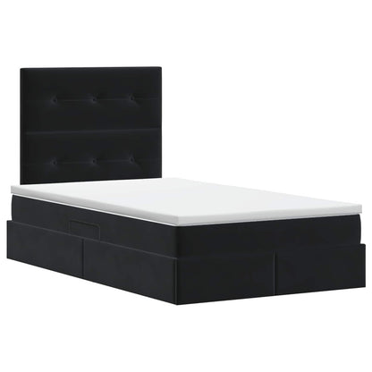 Opslag bed met matras met hoofdeinde Zwart 120 x 200 cm Fluweel
