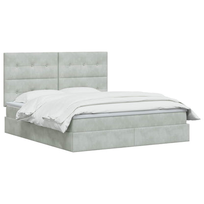 Opslag bed met matras Lichtgrijs 140 x 190 cm Fluweel