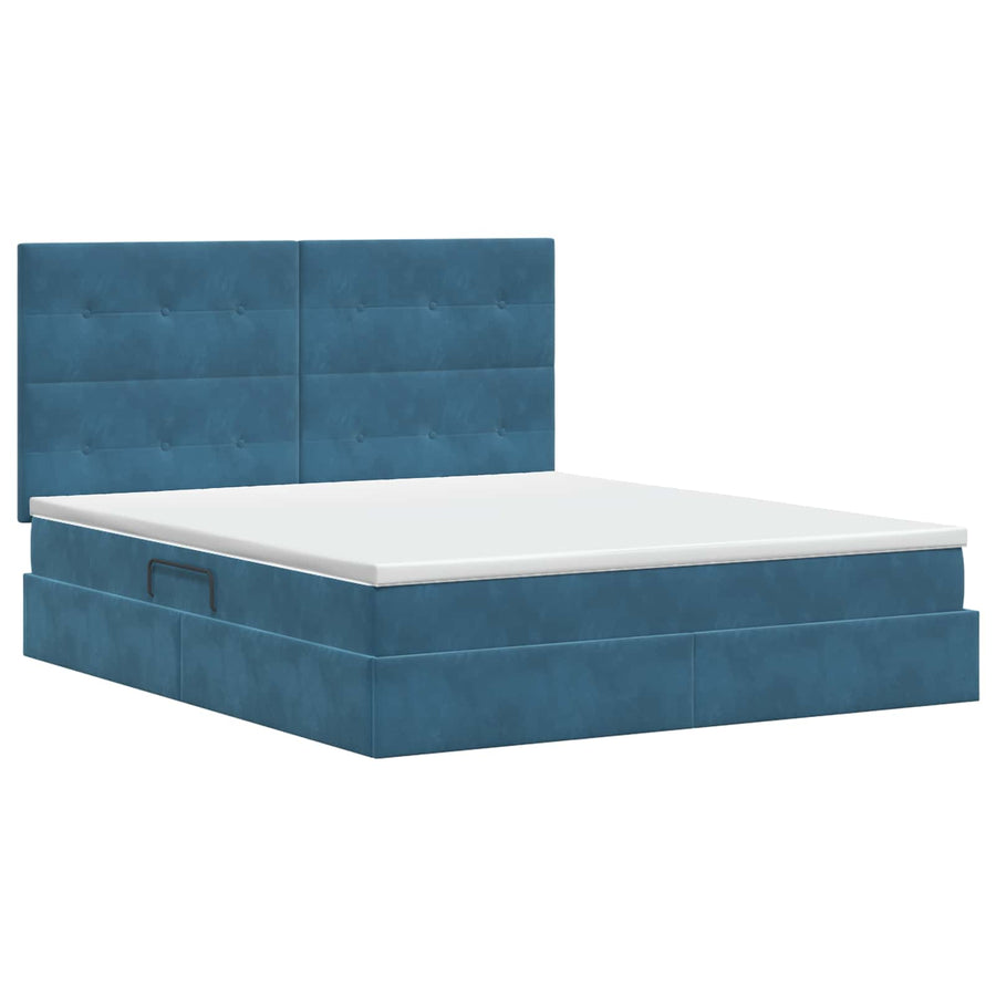 Opslag bed met matras Donkerblauw 140 x 200 cm Fluweel