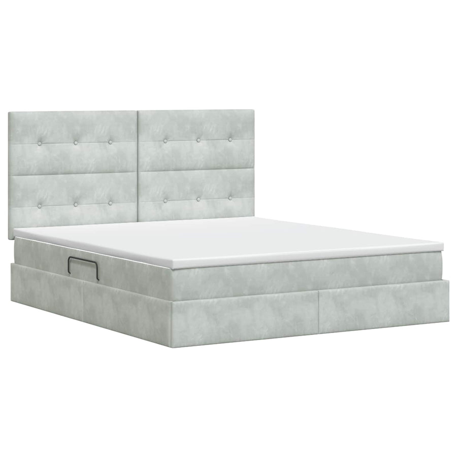 Opslag bed met matras Lichtgrijs 160 x 200 cm Fluweel