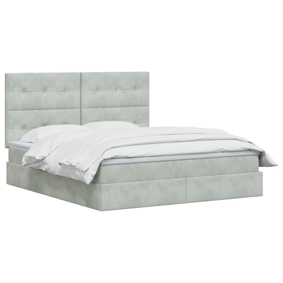 Opslag bed met matras Lichtgrijs 160 x 200 cm Fluweel