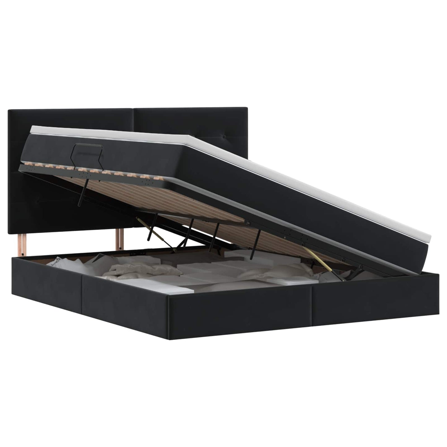 Opslag bed met matras met hoofdeinde Zwart 160 x 200 cm Fluweel