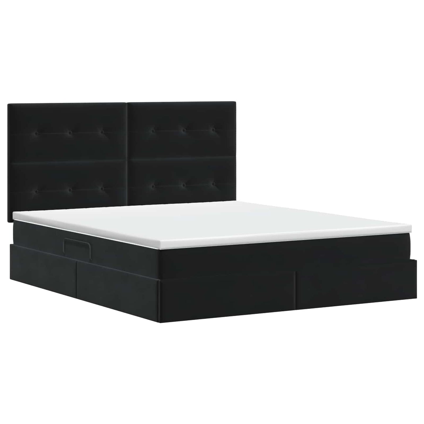 Opslag bed met matras met hoofdeinde Zwart 160 x 200 cm Fluweel