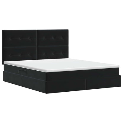 Opslag bed met matras met hoofdeinde Zwart 160 x 200 cm Fluweel