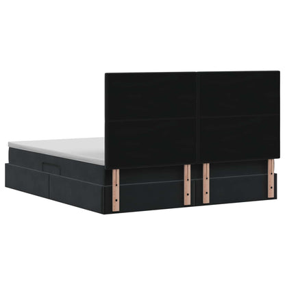 Opslag bed met matras met hoofdeinde Zwart 160 x 200 cm Fluweel