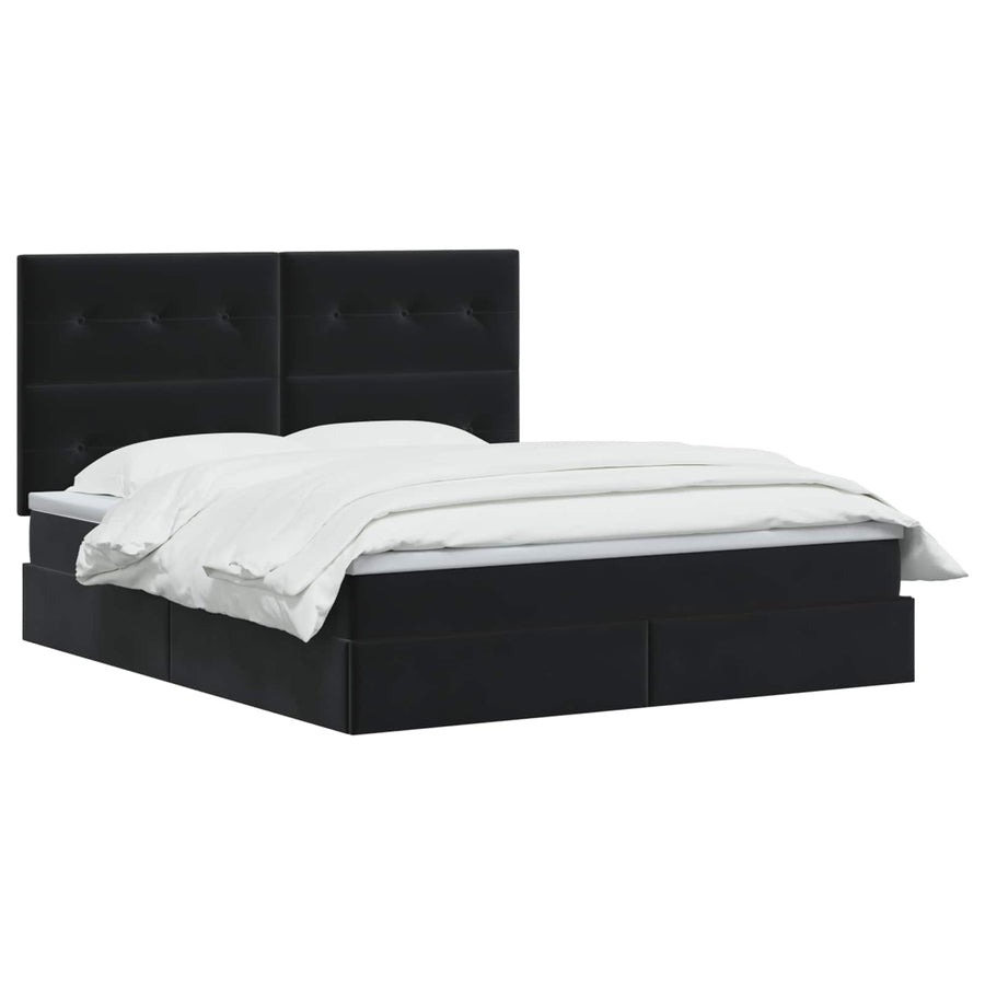Opslag bed met matras met hoofdeinde Zwart 160 x 200 cm Fluweel