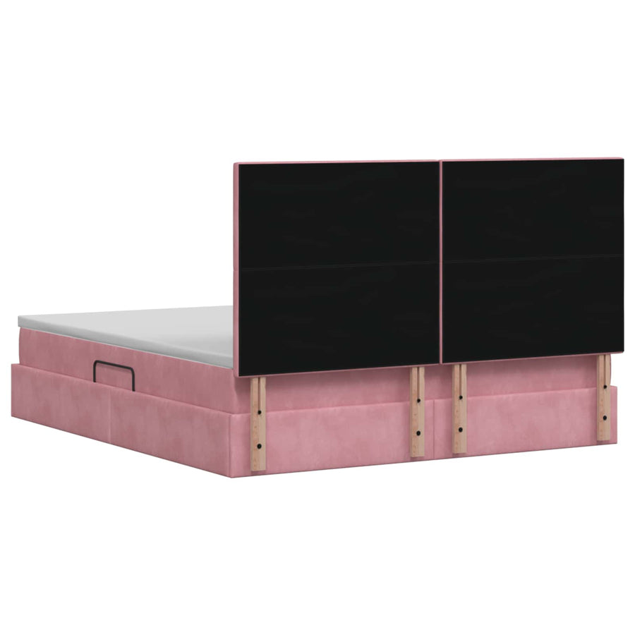 Opslag bed met matras met hoofdeinde Roze 160 x 200 cm Fluweel