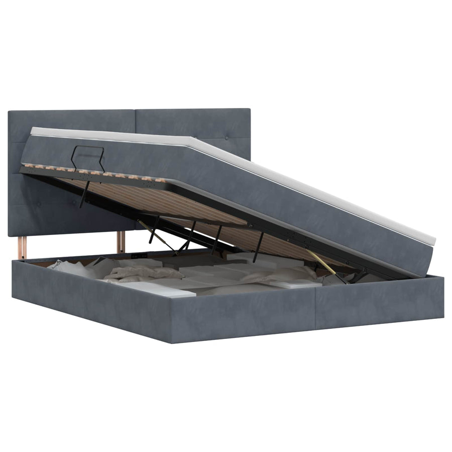 Opslag bed met matras Donkergrijs 180 x 200 cm Fluweel