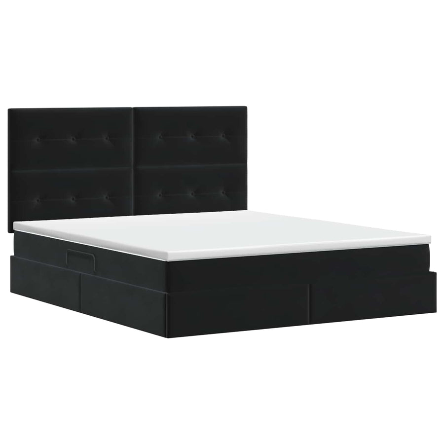 Opslag bed met matras met hoofdeinde Zwart 180 x 200 cm Fluweel