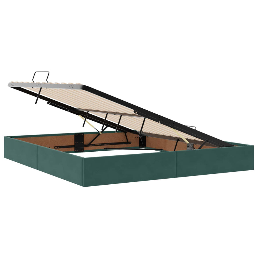 Opslag bed met matras Donkergroen 180 x 200 cm Fluweel