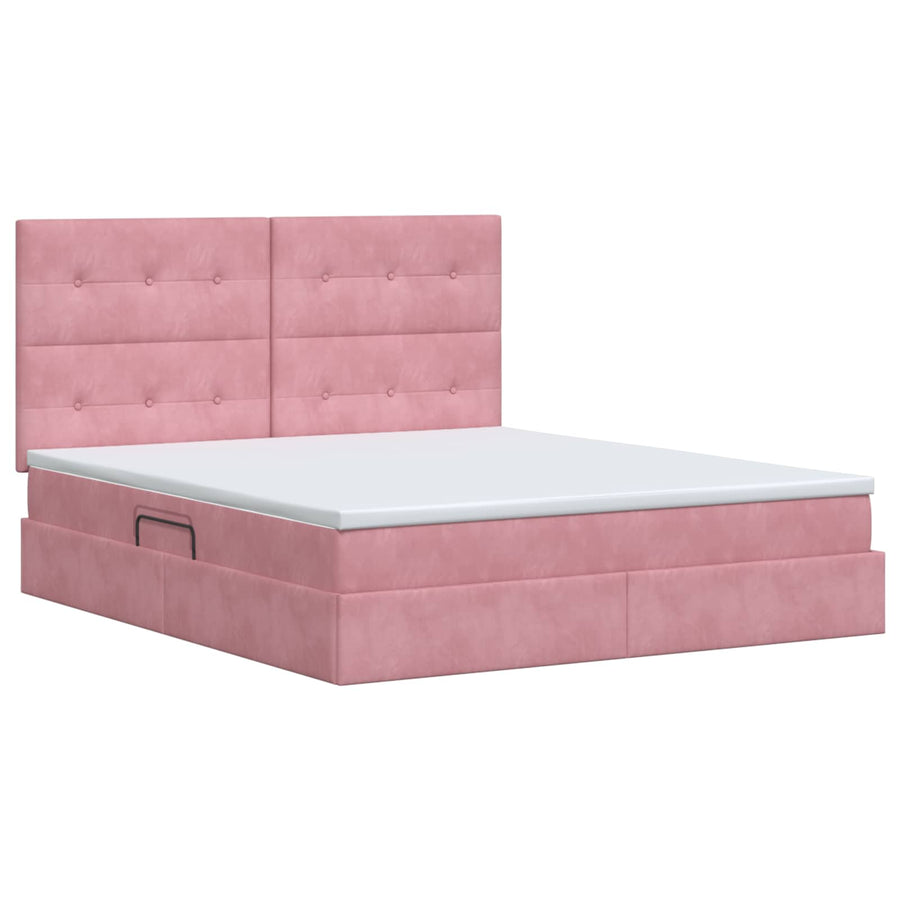 Opslag bed met matras met hoofdeinde Roze 180 x 200 cm Fluweel