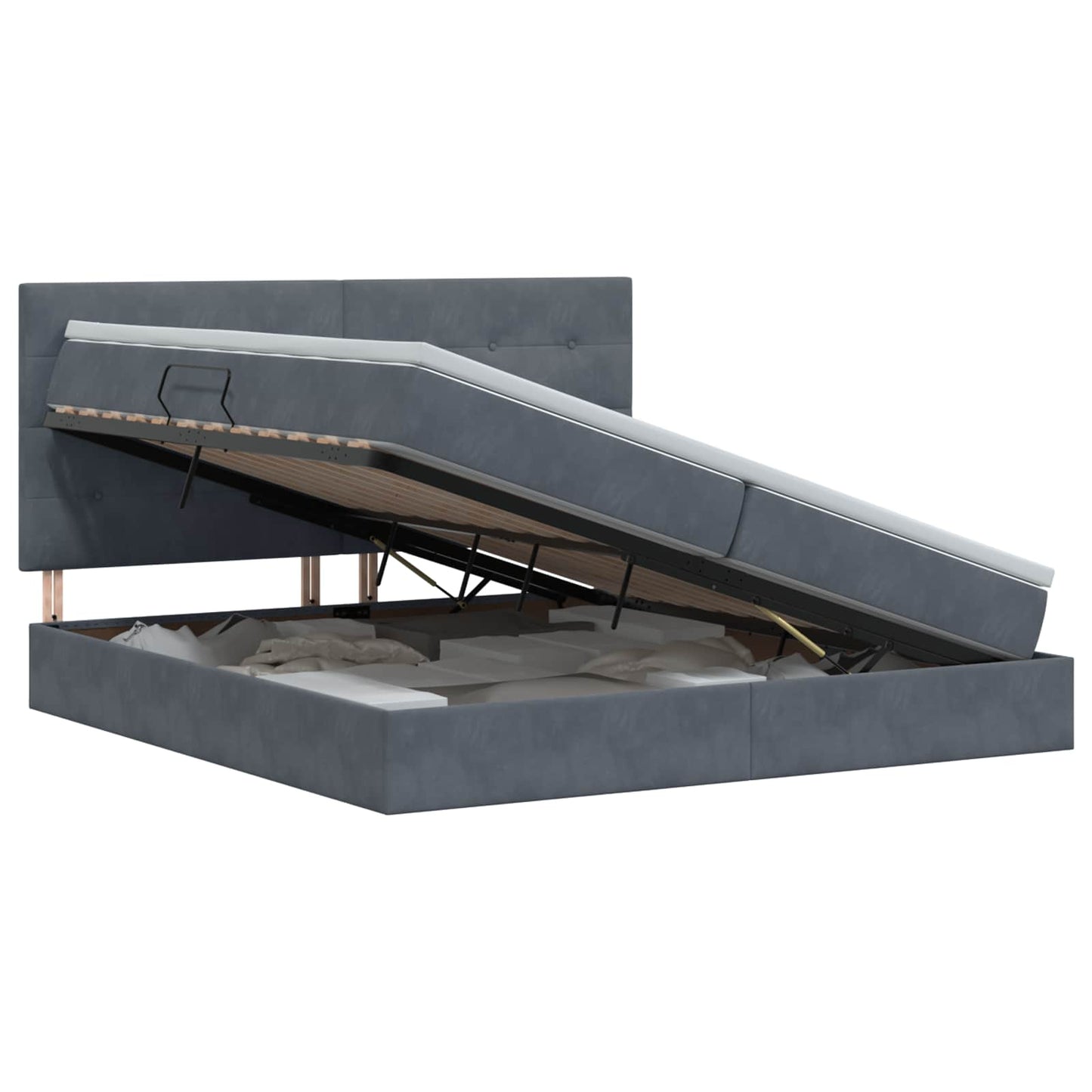 Opslag bed met matras Donkergrijs 200 x 200 cm Fluweel