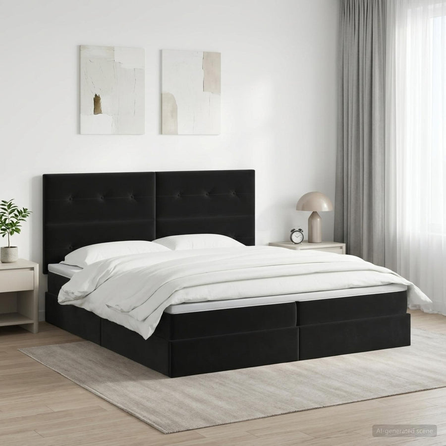 Opslag bed met matras met hoofdeinde Zwart 200 x 200 cm Fluweel