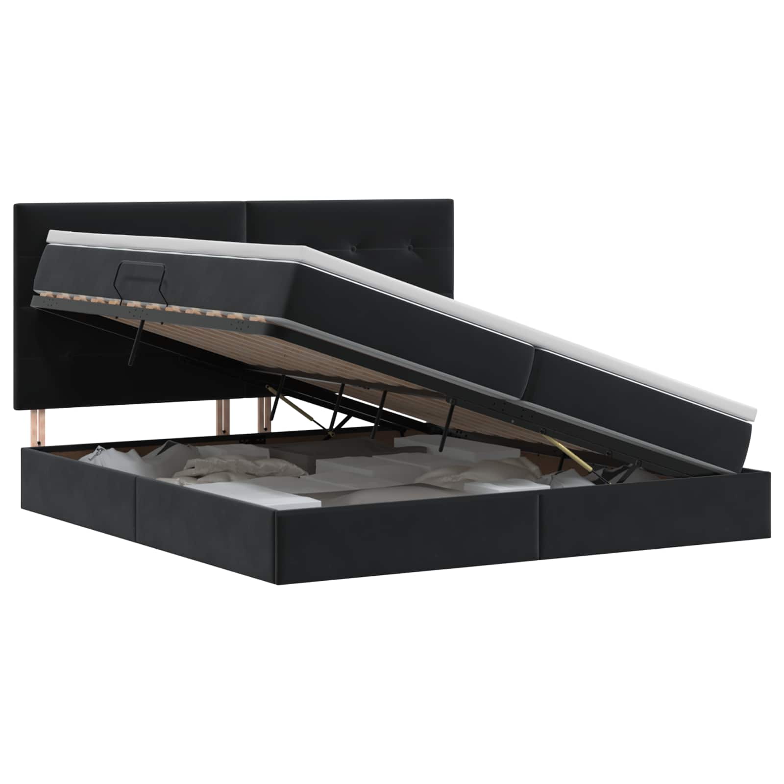 Opslag bed met matras met hoofdeinde Zwart 200 x 200 cm Fluweel
