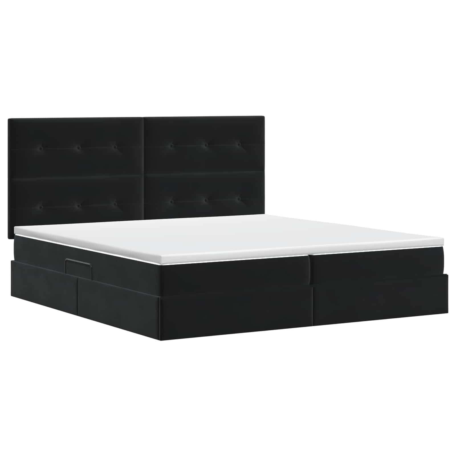 Opslag bed met matras met hoofdeinde Zwart 200 x 200 cm Fluweel
