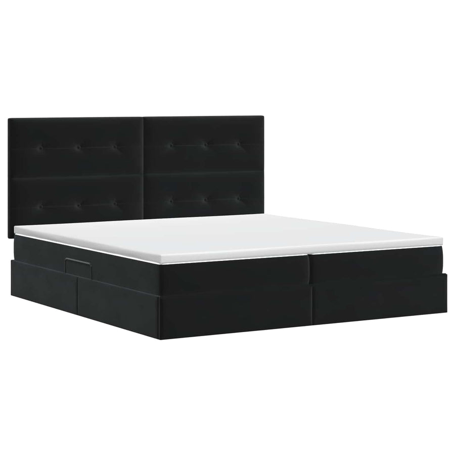 Opslag bed met matras met hoofdeinde Zwart 200 x 200 cm Fluweel