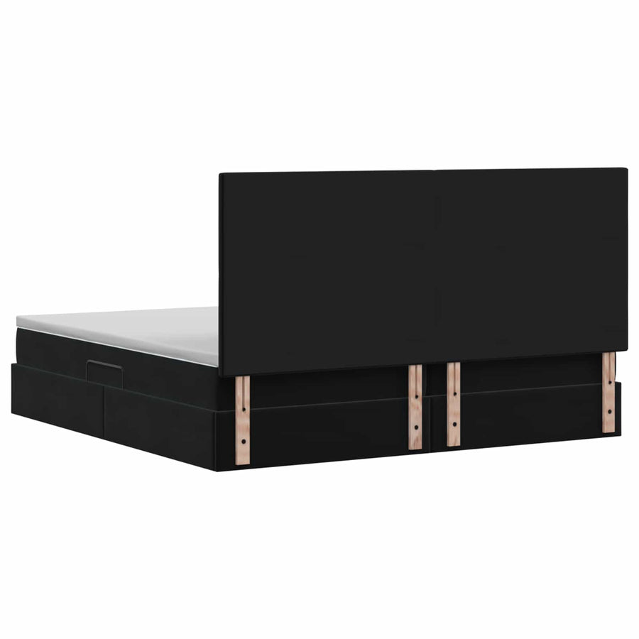 Opslag bed met matras met hoofdeinde Zwart 200 x 200 cm Fluweel