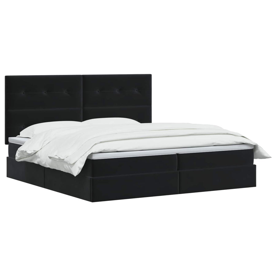 Opslag bed met matras met hoofdeinde Zwart 200 x 200 cm Fluweel