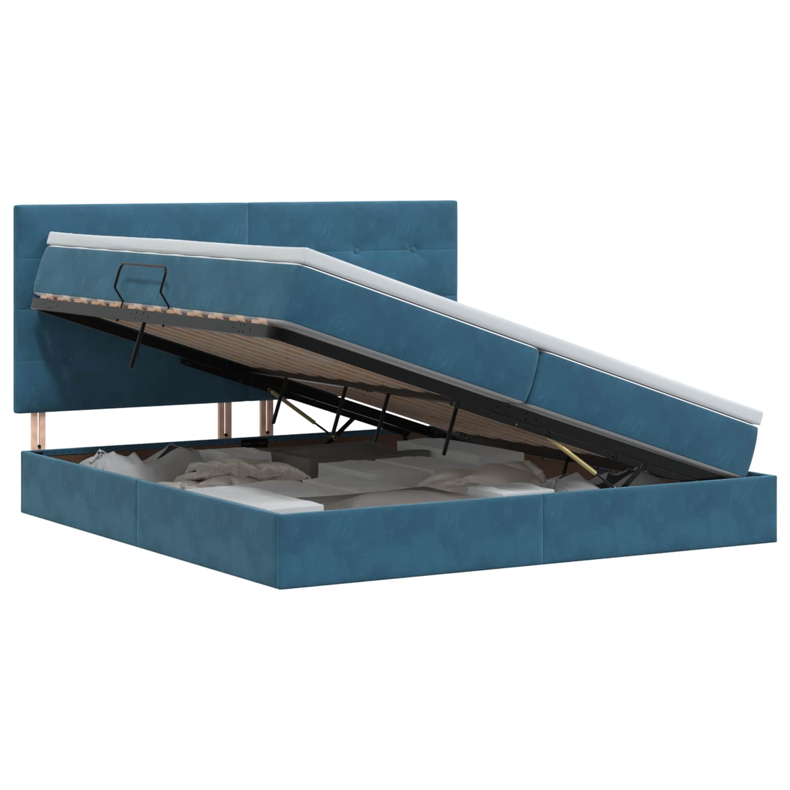 Opslag bed met matras Donkerblauw 200 x 200 cm Fluweel