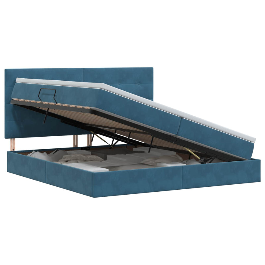 Opslag bed met matras Donkerblauw 200 x 200 cm Fluweel
