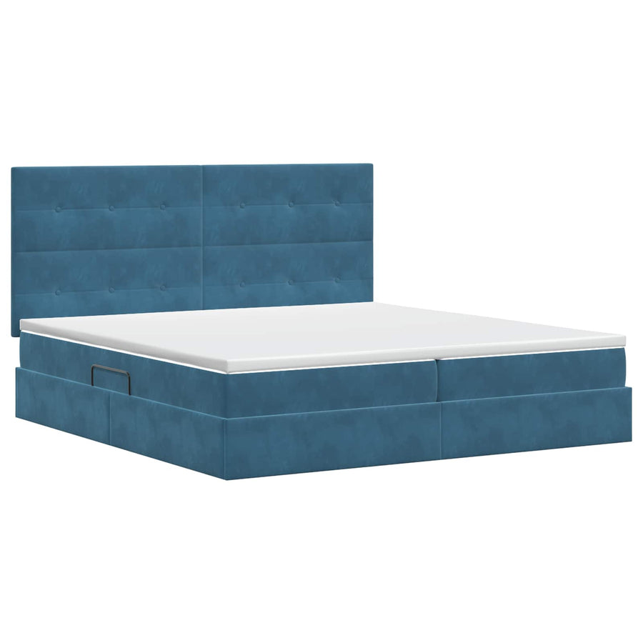 Opslag bed met matras Donkerblauw 200 x 200 cm Fluweel