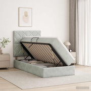 Opslagbed 100x200 cm lichtgrijs fluweel met matras