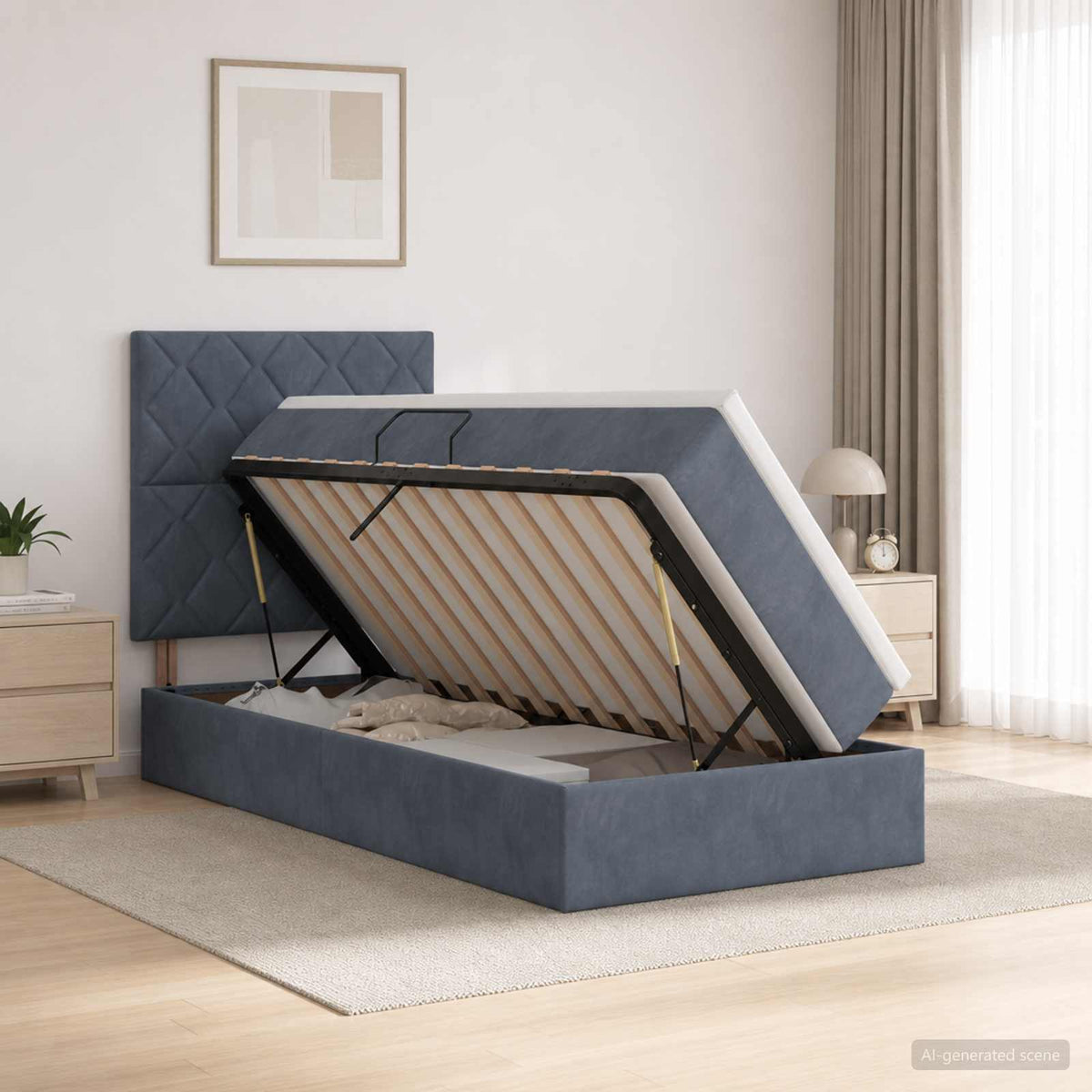 Opslag bed met matras Donkergrijs 90 x 190 cm Fluweel