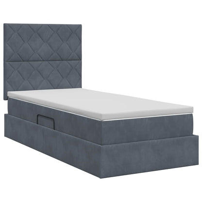 Opslag bed met matras Donkergrijs 90 x 190 cm Fluweel