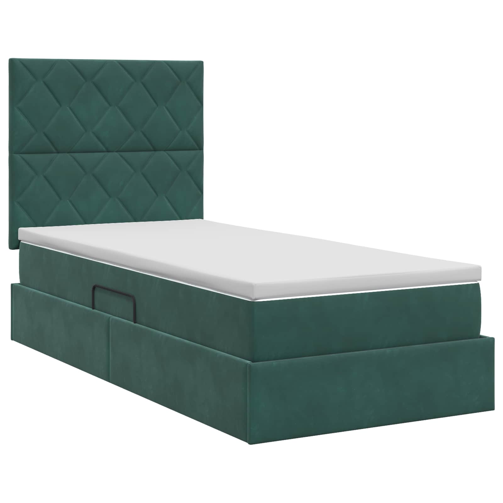 Opslag bed met matras Donkergroen 90 x 190 cm Fluweel