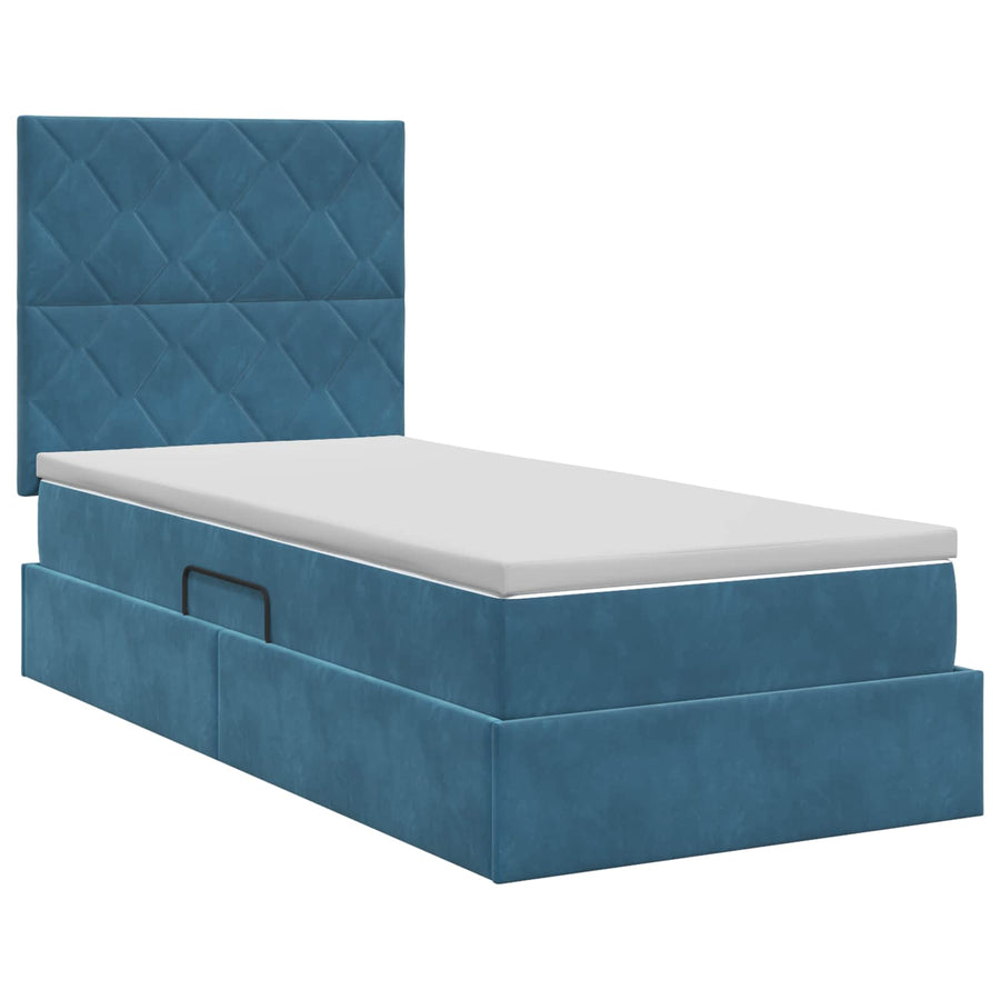 Opslag bed met matras Donkerblauw 90 x 190 cm Fluweel