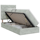 Opbergbed 90x200 cm lichtgrijs fluweel met matras