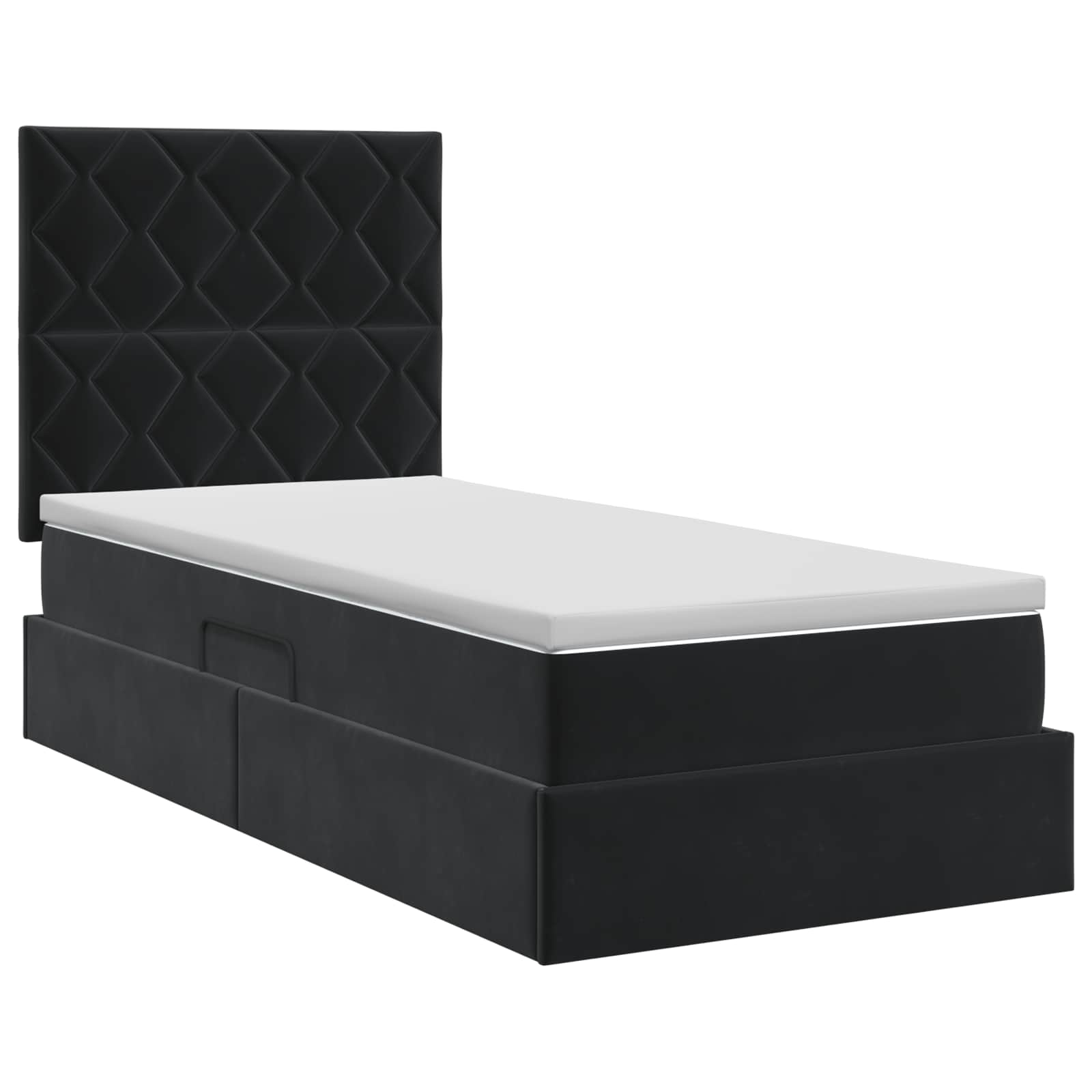 Opslag bed met matras met hoofdeinde Zwart 90 x 200 cm Fluweel
