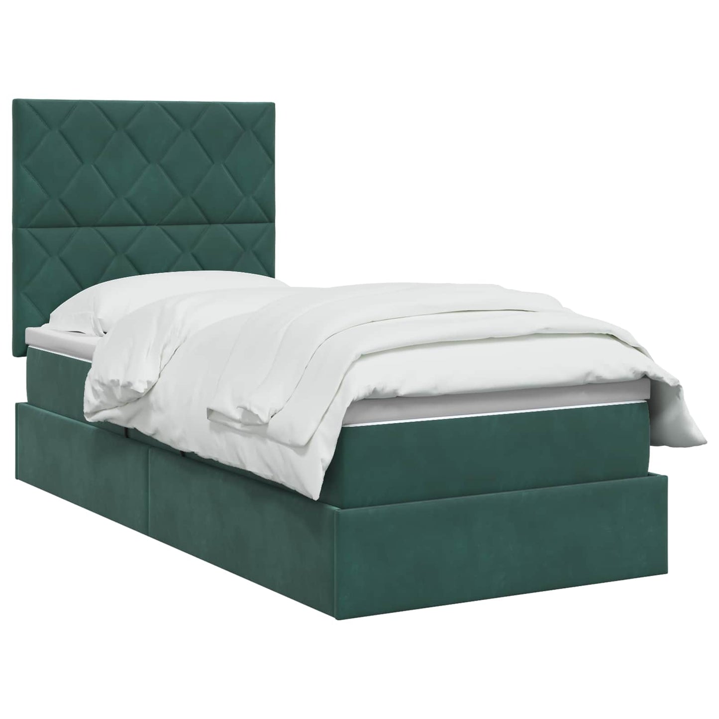 Opslag bed met matras Donkergroen 90 x 200 cm Fluweel