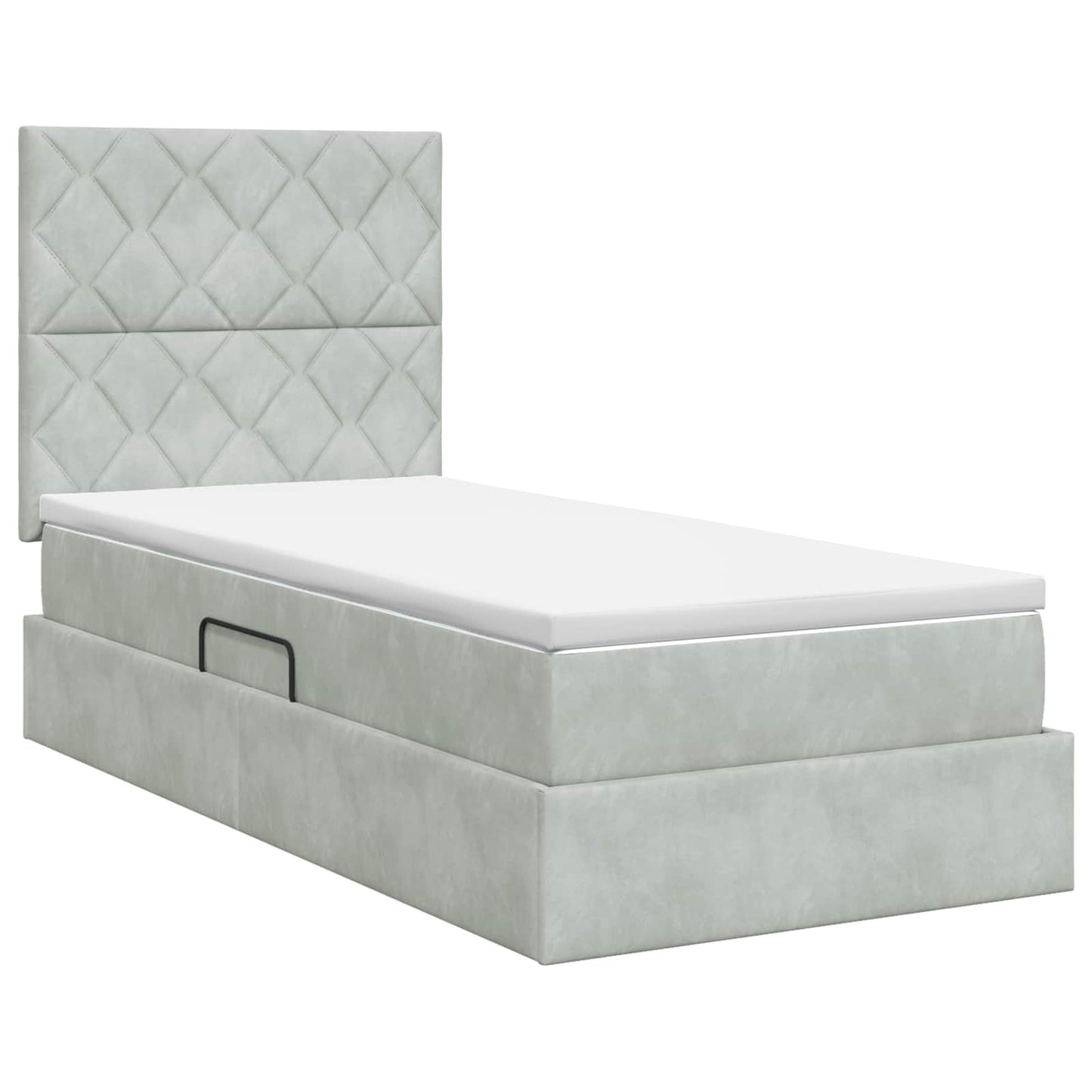 Opslag bed met matras Lichtgrijs 100 x 200 cm Fluweel