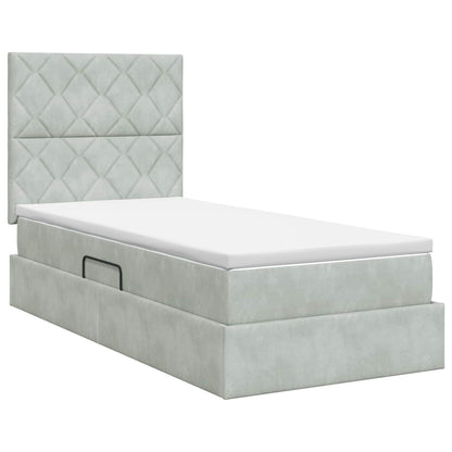 Opslag bed met matras Lichtgrijs 100 x 200 cm Fluweel