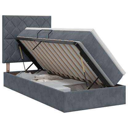 Opslag bed met matras Donkergrijs 100 x 200 cm Fluweel