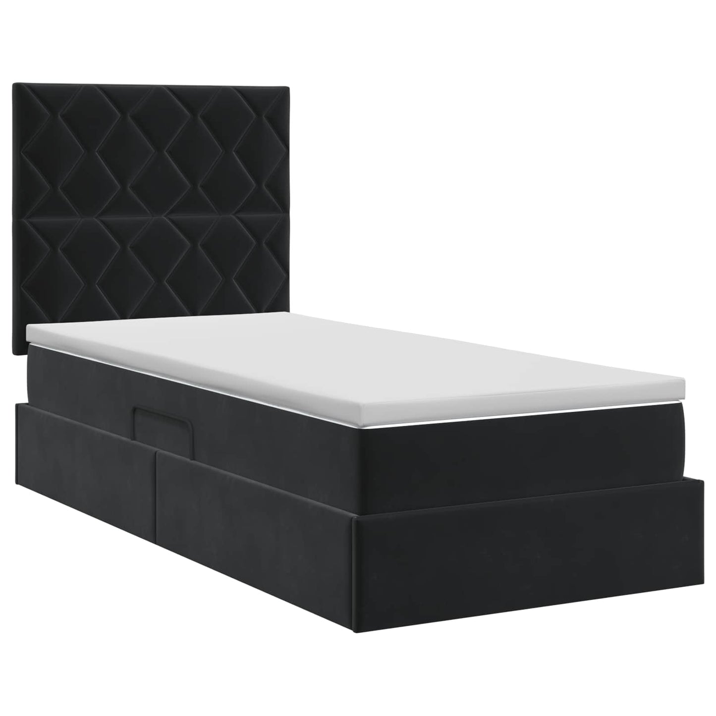 Opslag bed met matras met hoofdeinde Zwart 100 x 200 cm Fluweel