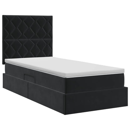 Opslag bed met matras met hoofdeinde Zwart 100 x 200 cm Fluweel