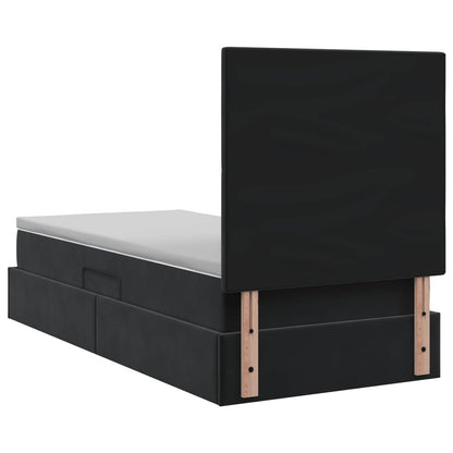 Opslag bed met matras met hoofdeinde Zwart 100 x 200 cm Fluweel