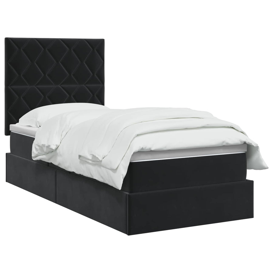 Opslag bed met matras met hoofdeinde Zwart 100 x 200 cm Fluweel