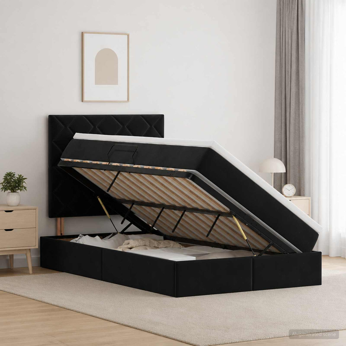 LED Opslagbed met Matras Zwart 120 x 200 cm Fluweel