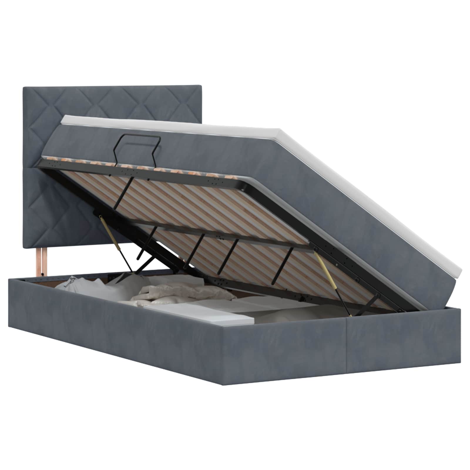 Opslag bed met matras Donkergrijs 120 x 200 cm Fluweel