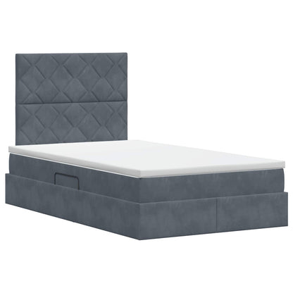 Opslag bed met matras Donkergrijs 120 x 200 cm Fluweel