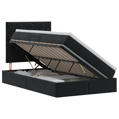 Opslag bed met matras met hoofdeinde Zwart 120 x 200 cm Fluweel
