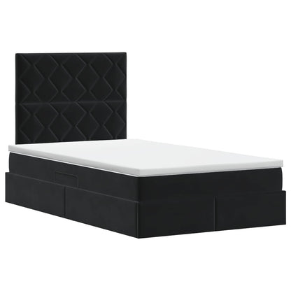 Opslag bed met matras met hoofdeinde Zwart 120 x 200 cm Fluweel