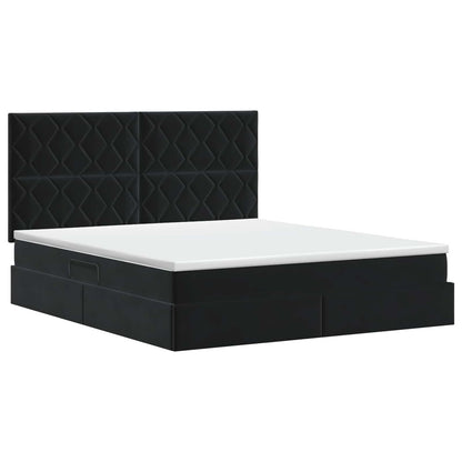 Opslag bed met matras met hoofdeinde Zwart 160 x 200 cm Fluweel
